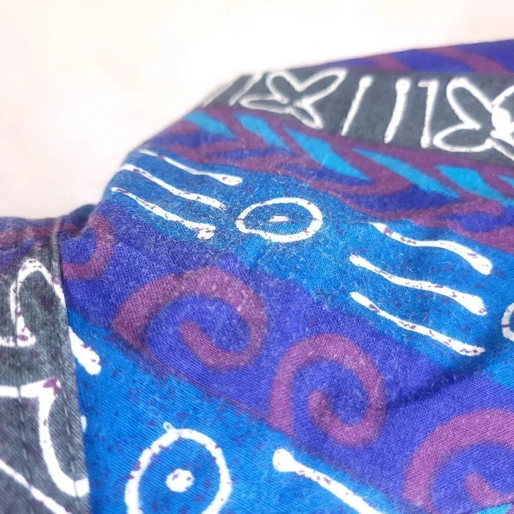 Vintage Campus Swim Trunks Shorts Blue Purple Grey Native Print Size Large